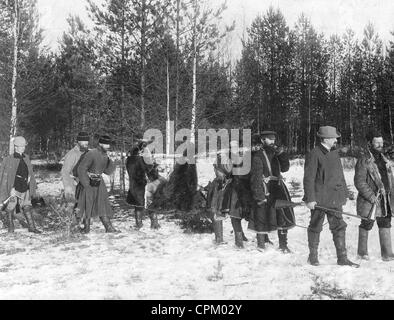 Hunter at the bear hunting in Russia, historical illustration Stock ...