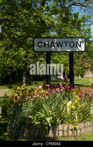 Sign for Chawton village, Hampshire, UK. Stock Photo