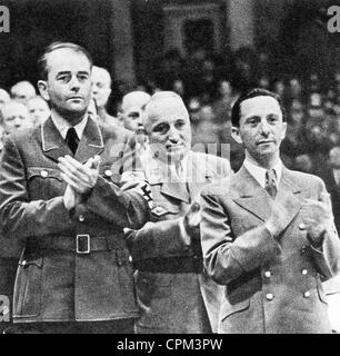 Albert Speer, Robert Ley and Josef Goebbels, 1943 Stock Photo