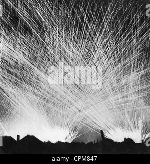 Flak fire over a German city in the Second World War, 1939-1945 Stock Photo