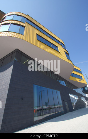 Detail of modern city centre campus building in Newport, Wales Stock Photo