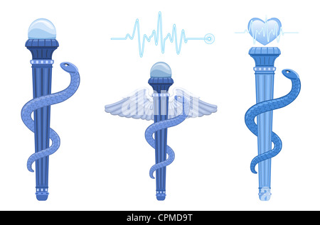 Medical caduceus and EKG Stock Photo - Alamy