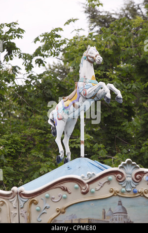 Carousel Venitien in Ouchy Harbor on the edge of Lake Geneva from in Lausanne, Vaud, Switzerland Stock Photo