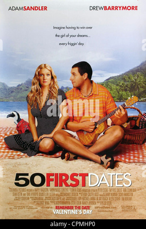 50 First Dates  Year : 2004  USA Director : Peter Segal Adam Sandler, Drew Barrymore  American poster Stock Photo