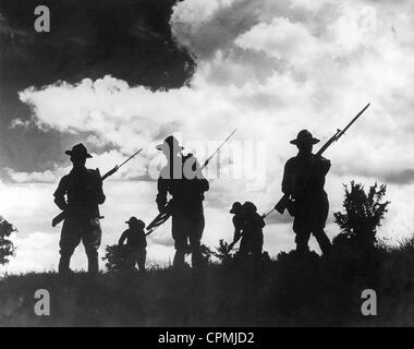 American soldiers on maneuvers, 1935 Stock Photo