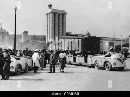 Visitors trains at the World Exhibition in Paris, 1937 Stock Photo