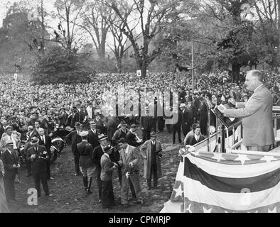 Franklin Delano Roosevelt during a campaign speech in Hartford, 1936 Stock Photo