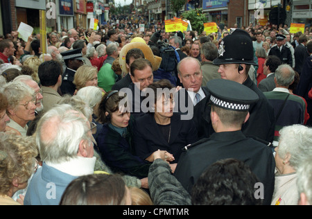 Cherie Blair wife of British Prime Minister Tony Blair visiting Wrexham Wales in 1997 Stock Photo