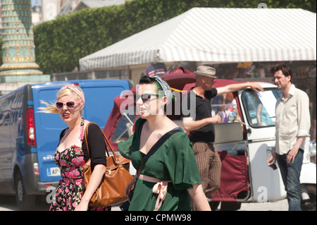 Paris, France -  Two stylish young women walking in Paris. Stock Photo