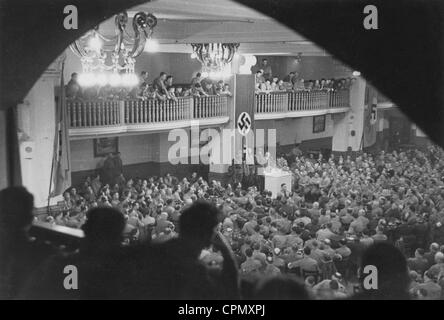 Adolf Hitler speaks at the Buergerbraeukeller on November 8, 1939 Stock Photo
