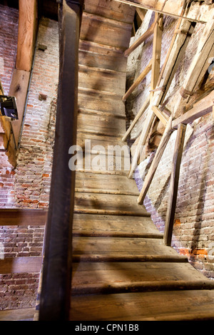 Amersfoort, The Netherlands: The huge wooden wheel inside the Koppelpoort, a medieval gate into the city. Stock Photo