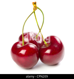Red ripe cherries on white background Stock Photo