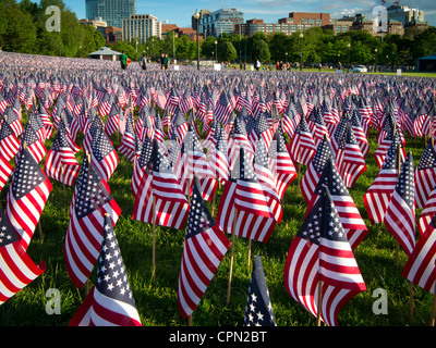 Flags on Memorial Day in Boston Commons Stock Photo