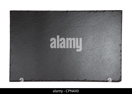 Black shale plate on white background Stock Photo