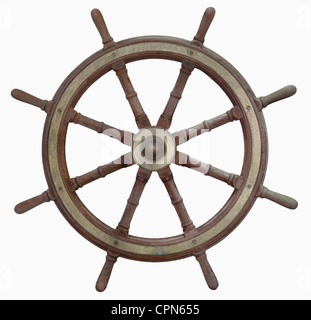 transport, navigation, steering wheel, of an Hamburg ship, Germany, circa 1900, Additional-Rights-Clearences-Not Available Stock Photo