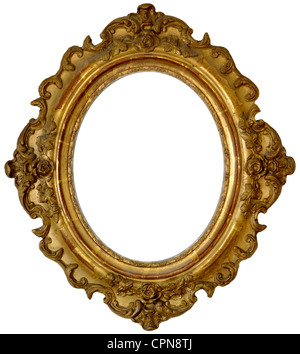 fine arts, picture frame, golden picture frame, oval, wooden frame, gold-plated, Germany, circa 1835, Biedermeier, style, Bieder Stock Photo