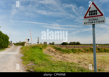 Rural railroad crossing Stock Photo