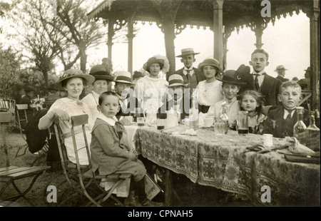 people, family, extended family, family in beer garden, Germany, circa 1909, Additional-Rights-Clearences-Not Available Stock Photo