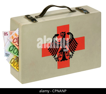 money / finances,financial rescue package,money suitcase with federal eagle and red cross,Germany,rescue funds,Federal Government,State,government,state-controled,state-run,relief funds,financial grants,finance package,grant-in-aid,grants-in-aid,financing,private funding,governmental funding,financial crisis,fiscal crisis,financial crises,fiscal crises,credit crunch,credit crisis,banking crisis,economic crisis,economic crunch,economic crises,economic crunches,car crisis,crises,budgets,federal budget,household crisis,budget cris,Additional-Rights-Clearences-Not Available Stock Photo