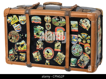 tourism, suitcase with suitcase sticker, mainly from Austria and Bavaria, Germany, circa 1960, Additional-Rights-Clearences-Not Available Stock Photo