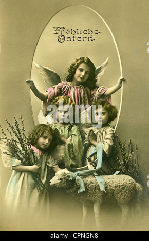 Easter, Happy Easter, postcard, Germany, circa 1913, Additional-Rights-Clearences-Not Available Stock Photo