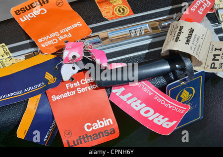 transport / transportation, aviation, flight luggage with labels of different airlines, Germany, circa 1985, Additional-Rights-Clearences-Not Available Stock Photo