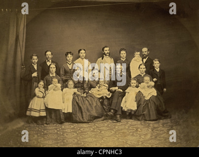 people, family, three generations, group picture, studio shot, Germany, circa 1870, Additional-Rights-Clearences-Not Available Stock Photo