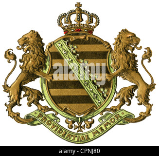 heraldry, coat of arms of the Kingdom of Saxony, embossing, Germany, circa 1908, Additional-Rights-Clearences-Not Available Stock Photo