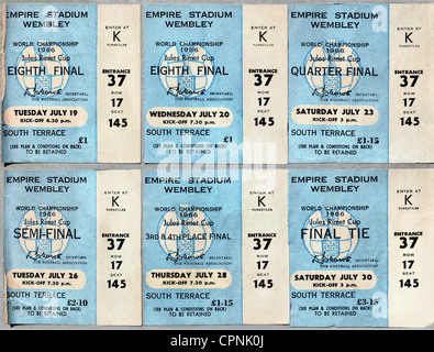 sports, football, FIFA World Cup Great Britain 1966, tickets for the legendary final England-Germany,  (4: 2), Wembley stadium, London, 1966, Additional-Rights-Clearences-Not Available Stock Photo