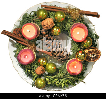 Christmas, Advent wreath, candle, Germany, Additional-Rights-Clearences-Not Available Stock Photo