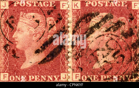 Postage stamp Queen Victoria One Penny red Stock Photo - Alamy