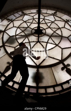 Manchester Town hall clock, in Albert Square designed by architect Alfred Waterhouse Stock Photo