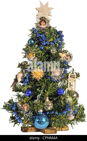 Christmas, Christmas tree, small Christmas tree, toys, Ore Mountain style, Germany, circa 1925, Additional-Rights-Clearences-Not Available Stock Photo