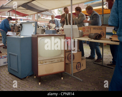 broadcast, television, Philips television set on a flea market, Nijkerk, Netherlands, circa 2000, Additional-Rights-Clearences-Not Available Stock Photo
