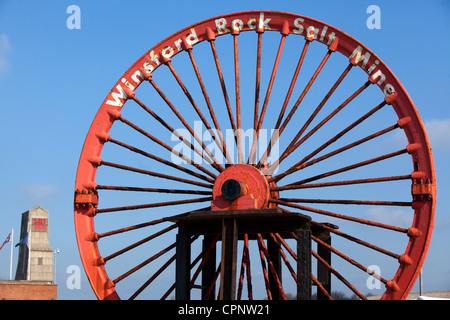 Big red wheel at Winsford Rock Salt Mine Stock Photo