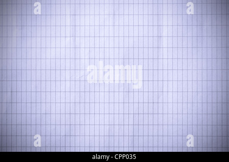 detail of blue toned wrinkled paper sheet with vertical rectangular pattern, vignetted horizontal shot Stock Photo