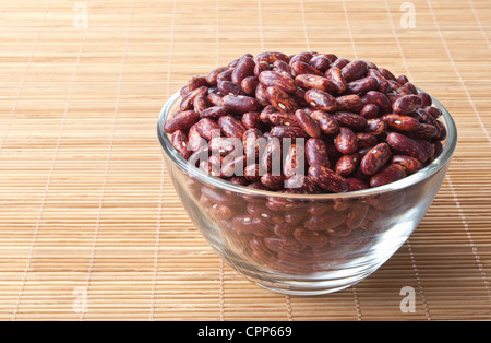 glass bowl full of red speckled kidney beans Stock Photo