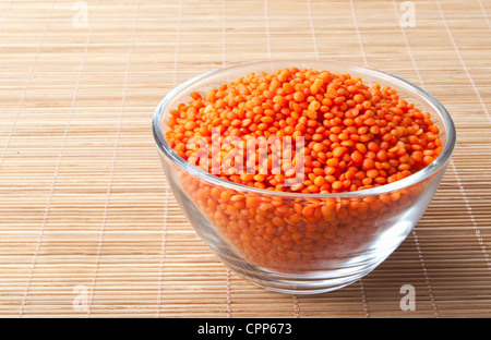 glass bowl full of red lentils
