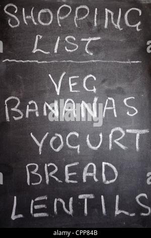 Shopping list on a chalk board Stock Photo