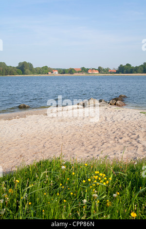 panoramic view of Gut Stubbe from viewpoint Kleines Nis near Lindau, Baltic Sea Fjord Schlei, Schleswig-Holstein, Germany Stock Photo