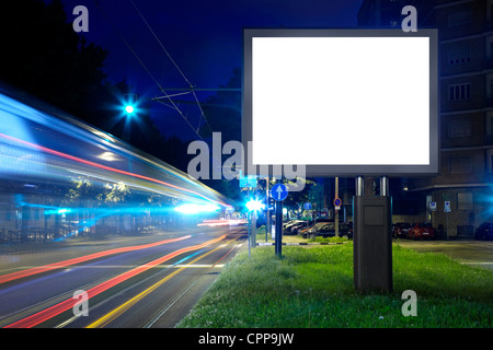 Billboard in the city street, blank screen Stock Photo