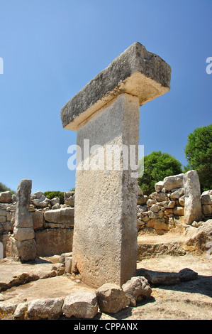 Taula at Torralba d'en Salord prehistoric site, Menorca, Balearic Islands, Spain Stock Photo