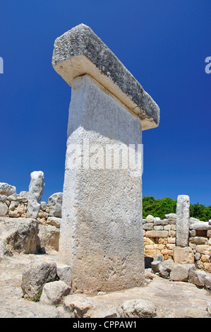 Taula at Torralba d'en Salord prehistoric site, Menorca, Balearic Islands, Spain Stock Photo