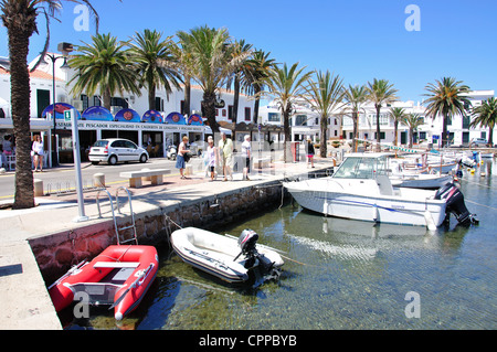 Marina promenade, Fornells, Menorca, Balearic Islands, Spain Stock Photo