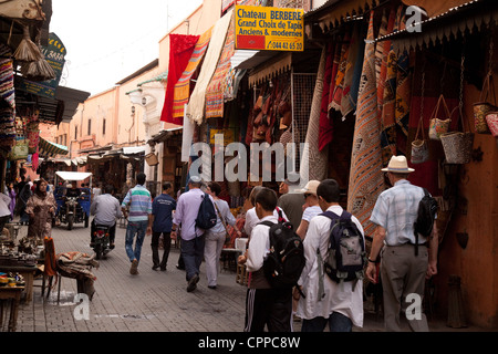 Street scene in the souk, Marrakech, Morocco, Africa Stock Photo