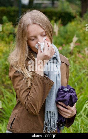 Rhinitis Teenage Girl Stock Photo - Alamy