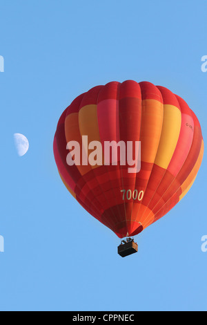 A Hot Air Balloon flies over the south west of England. Stock Photo