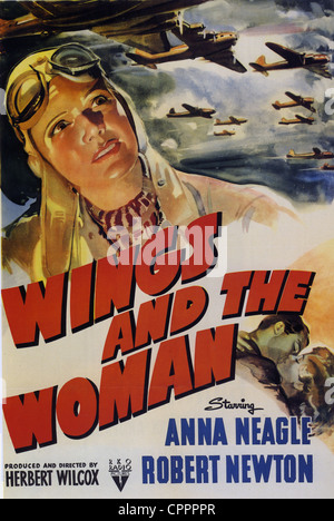 WINGS AND THE WOIMAN (aka They Flew Alone) Poster for 1942 RKO film based on life of Amy Johnson and her husband Jim Millison Stock Photo