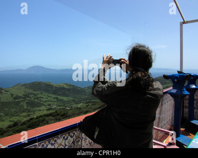 View of Africa Morocco across Strait of Gibraltar near Tarifa Andalusia Spain Stock Photo