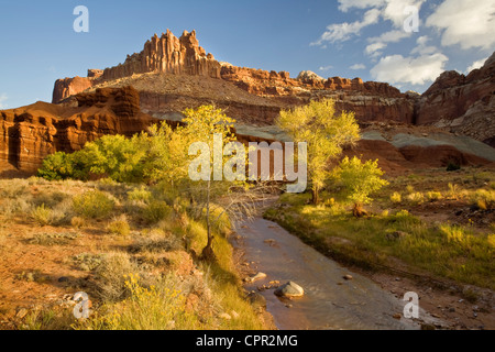 The Castle and Sulphur Creek in autumn at Capital Reef National Park, UT